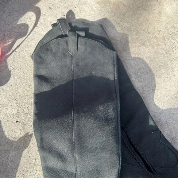 Black Leather Knee-High Boots (JS brand) - Picture 2 of 4